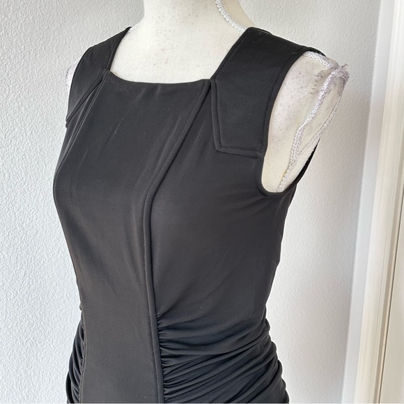 NWT BCBGmaxazria Stretch bofycon dresses black M ruched - Picture 3 of 16